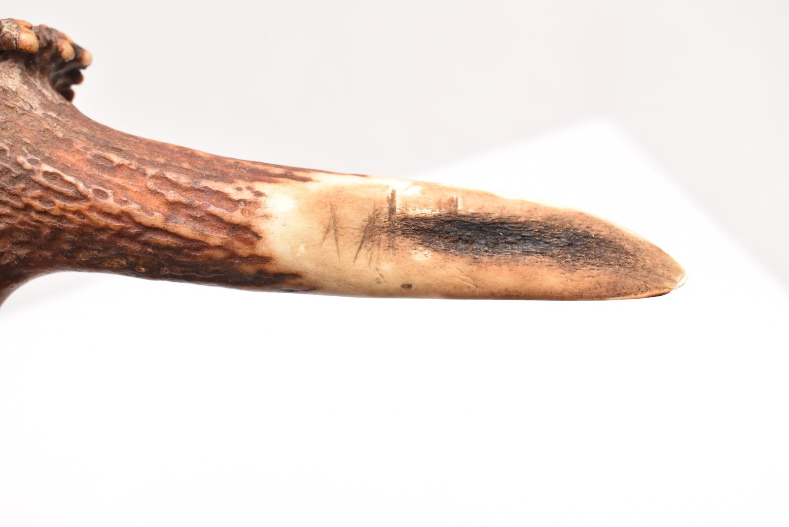 Antique Native American Indian Plains carved ANTLER war club Axe Weapon.