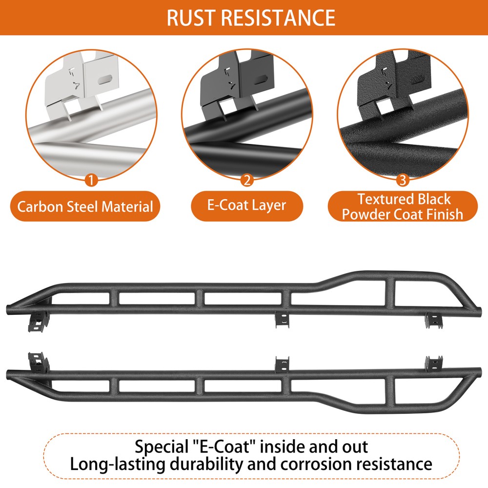 Fit 2007-2021 Toyota Tundra Crew Cab 4-door 2Pcs Steel Tube Slider Rocker Guards