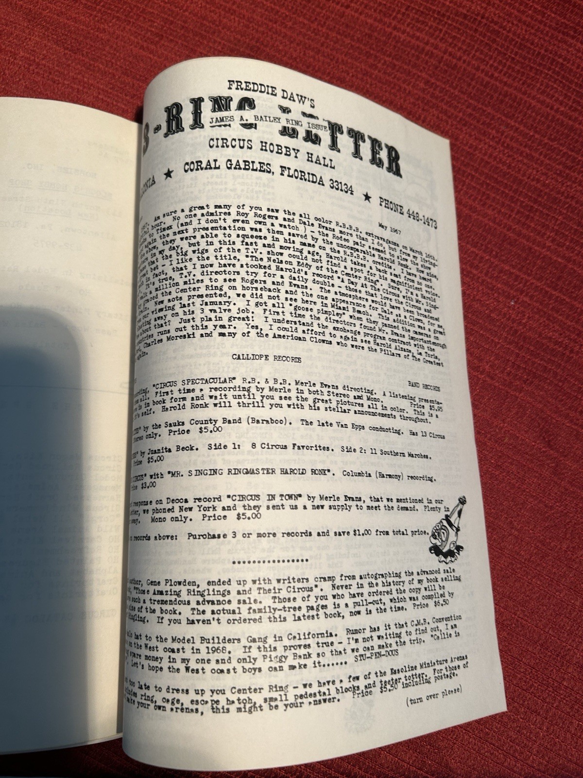 1967 CIRCUS MODEL BUILDERS PICTURE, PROGRAM, ETC.