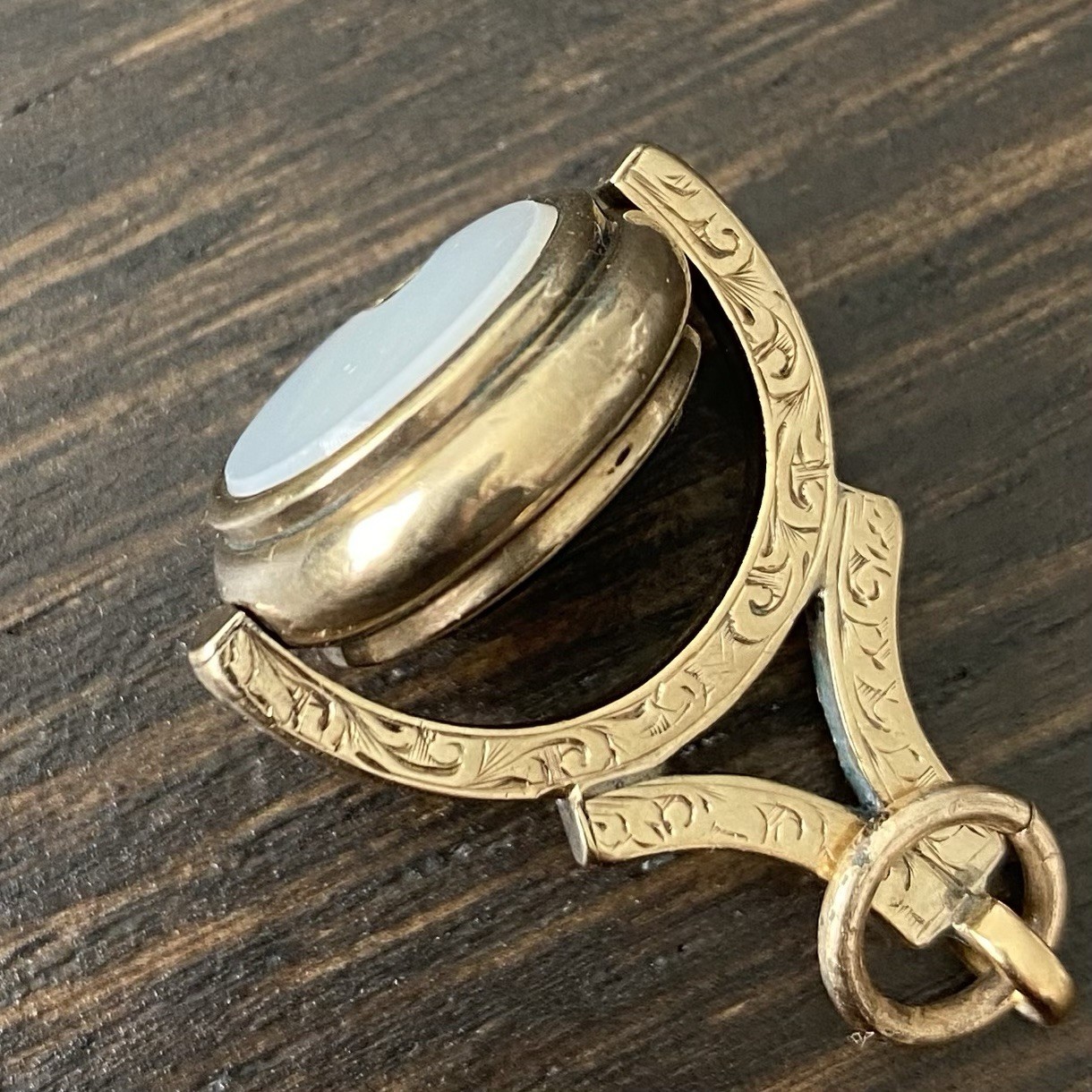 Antique Victorian Gold Filled? Bloodstone & Sardonyx Swivel Fob/Pendant *AS-IS*