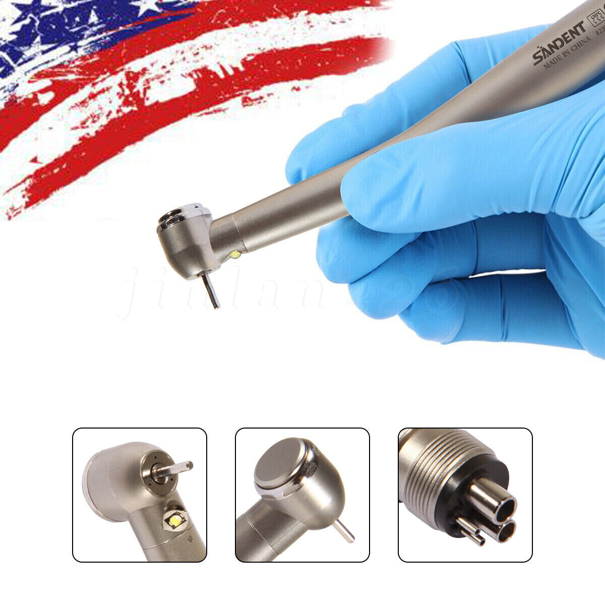 SANDENT Dental LED E-generator / No-LED High Speed Turbine Handpiece 2/4Hole USA