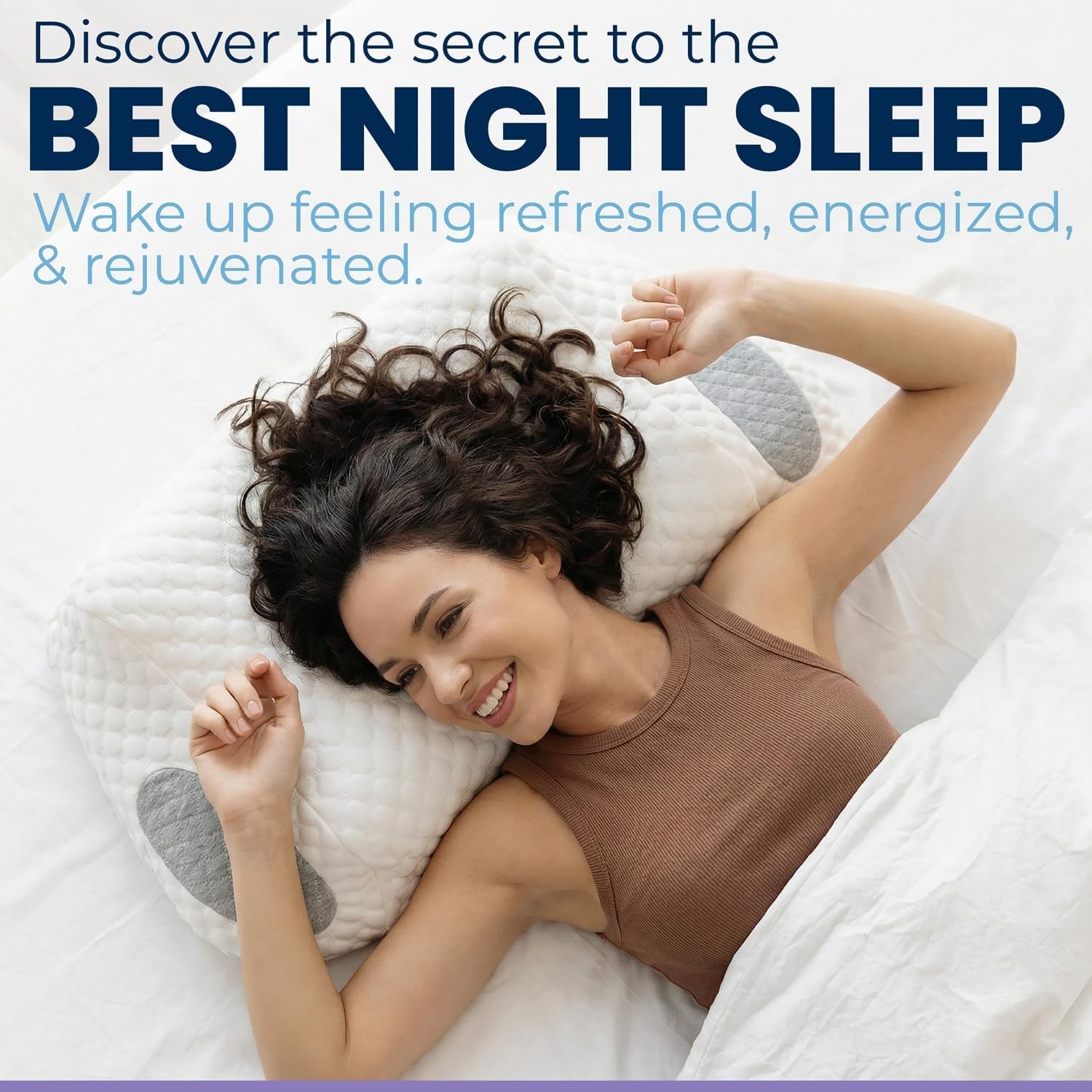 Ergo Pillow for Sleep Apnea, Neck Pain, and Snoring Relief, Standard, White Gray