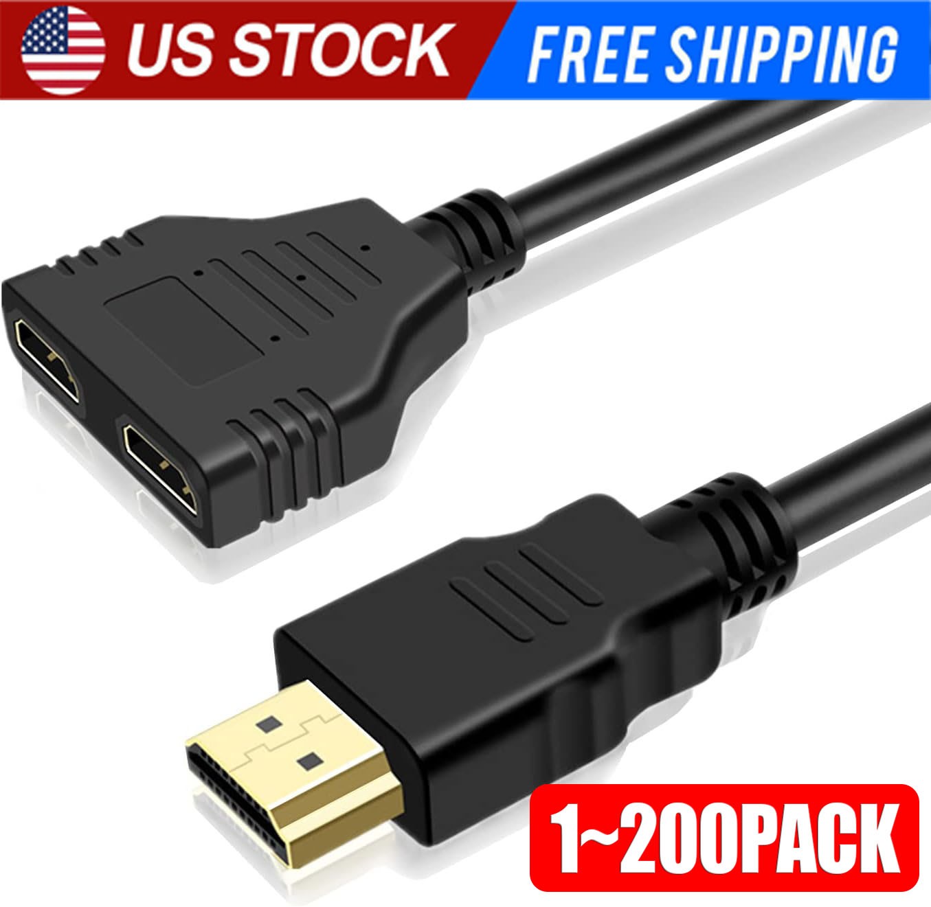 4K HDMI Cable Splitter Adapter 2.0 Converter 1 In 2 Out 1 Male to 2 Female lot