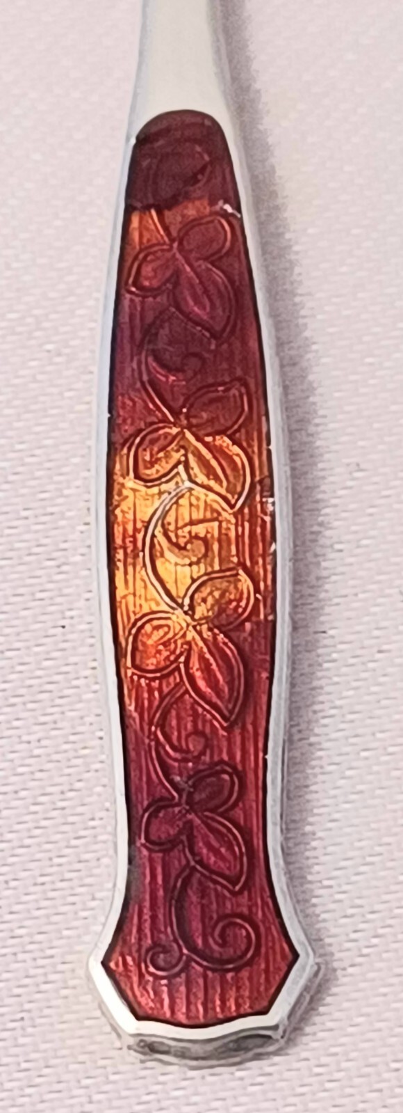 Meka Denmark Sterling & Red Enamel Salt Spoon As IS