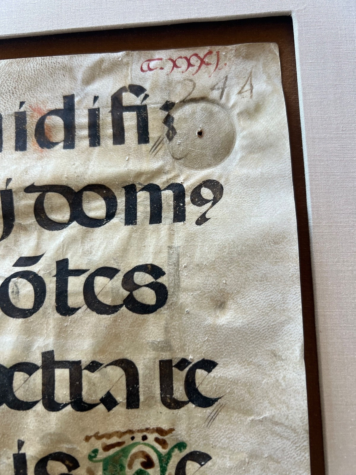 Rare Museum Large 15th century Illuminated Manuscript Leaf on Parchment