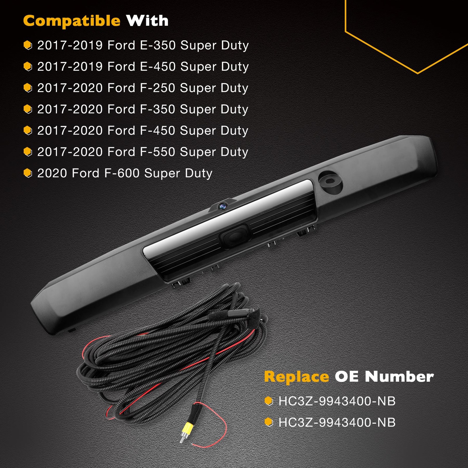 Tailgate Handle w/ Rear Backup Camera & Wiring Harness 2017-20 Ford E-350 F-250