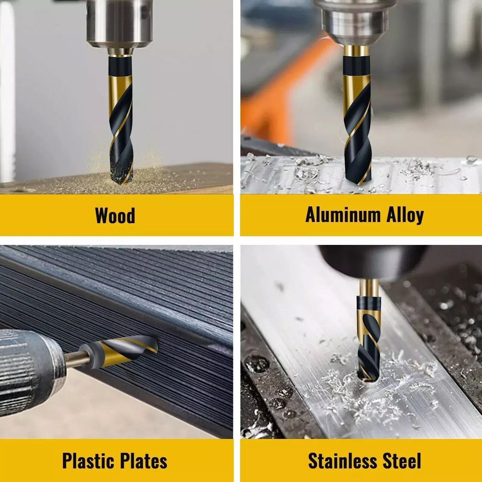 8pc HSS Cobalt Silver & Deming Drill Bits Set, Large Size 9/16" to 1", Reduced 1