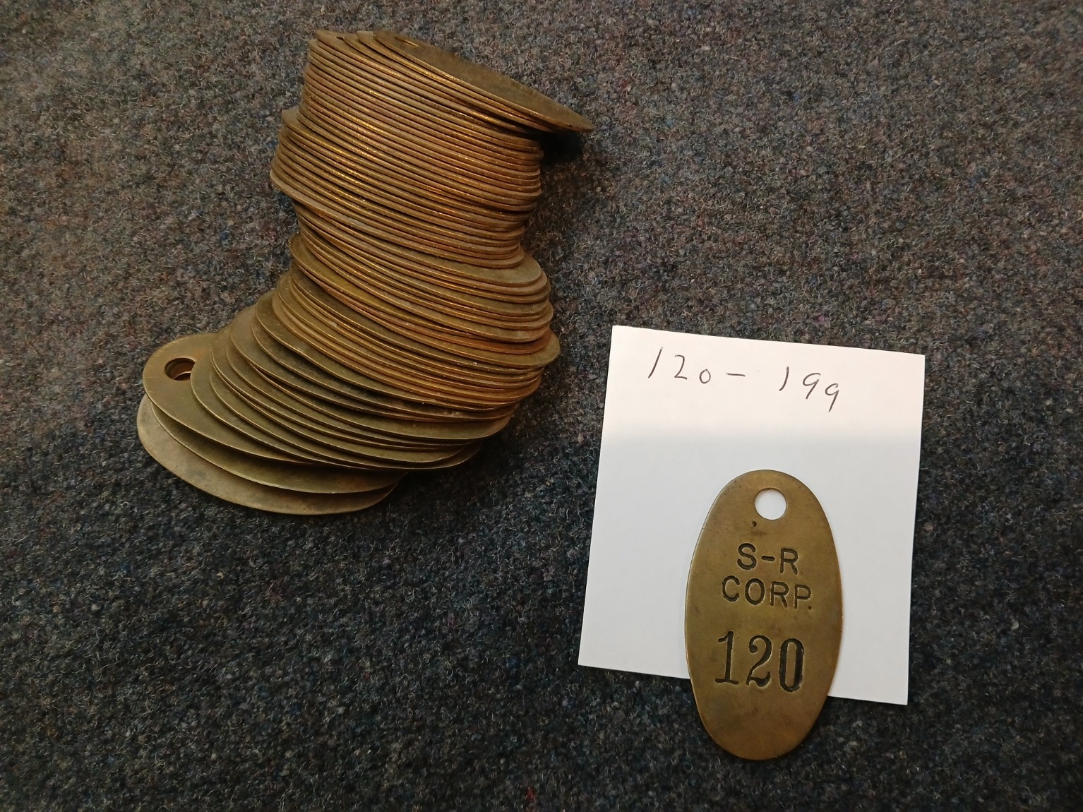 Stearn-RogersNumbered Brass Tags Stamped Consecutive Numbers 50Pack