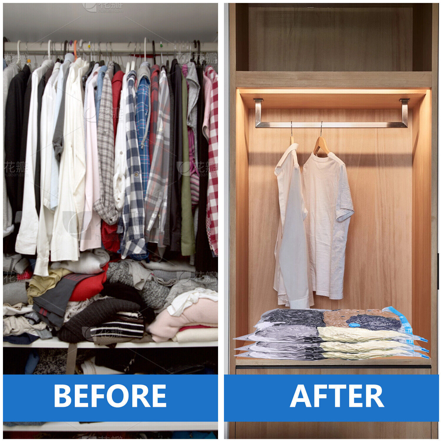 Jumbo Vacuum Storage Bags Travel Space Saver Set with Hand Pump