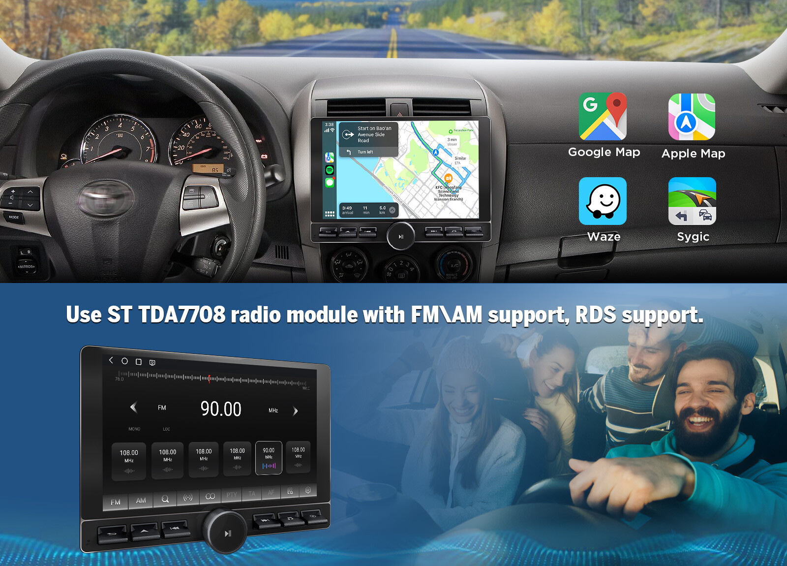 8+128GB Android 13 10.1" QLED Car Radio GPS Stereo CarPlay WiFi 4G LTE Head Unit
