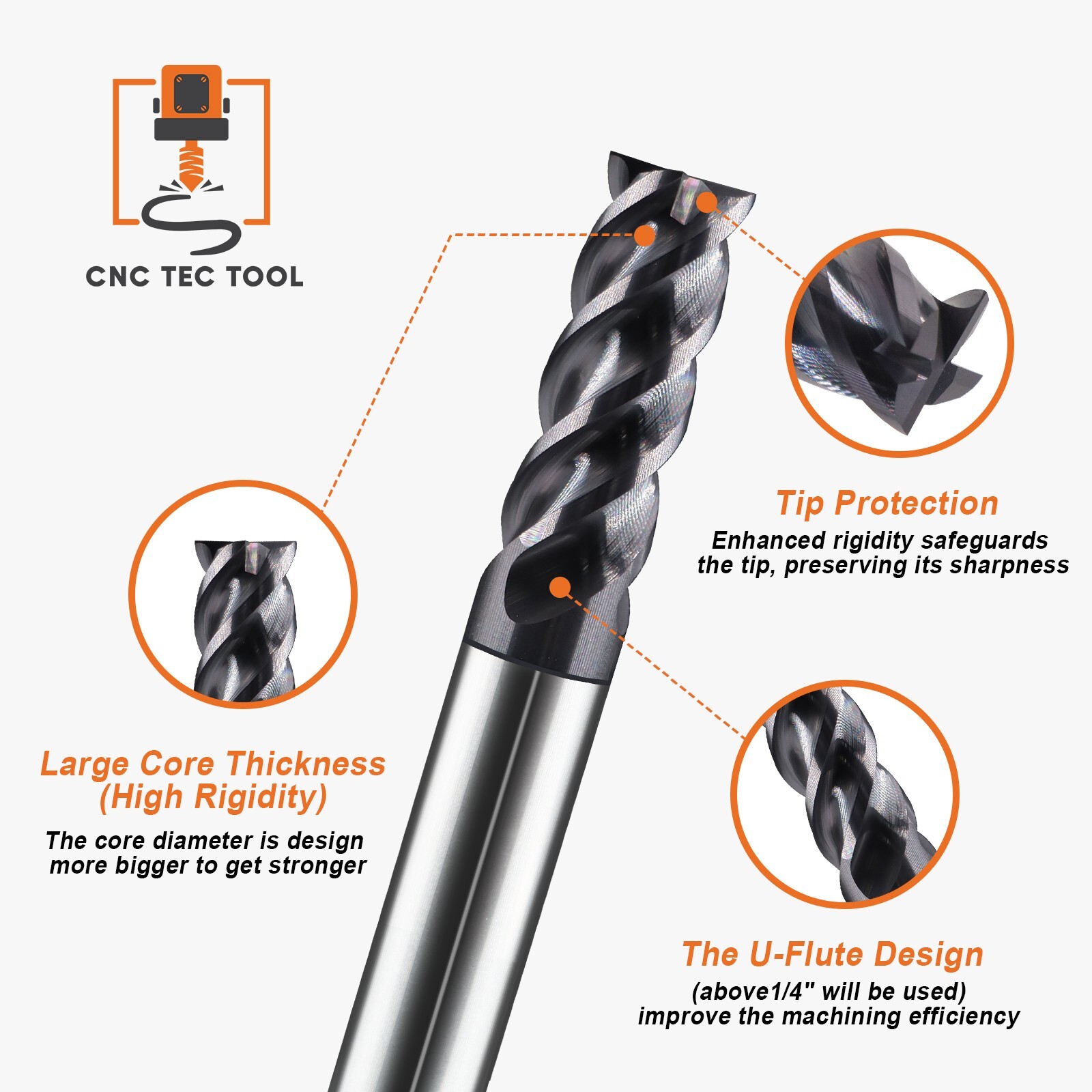 1 PCS 5/8" 4 Flutes Square 45° Helix Carbide End Mill Bits AlTiCrN Coated HRC 50