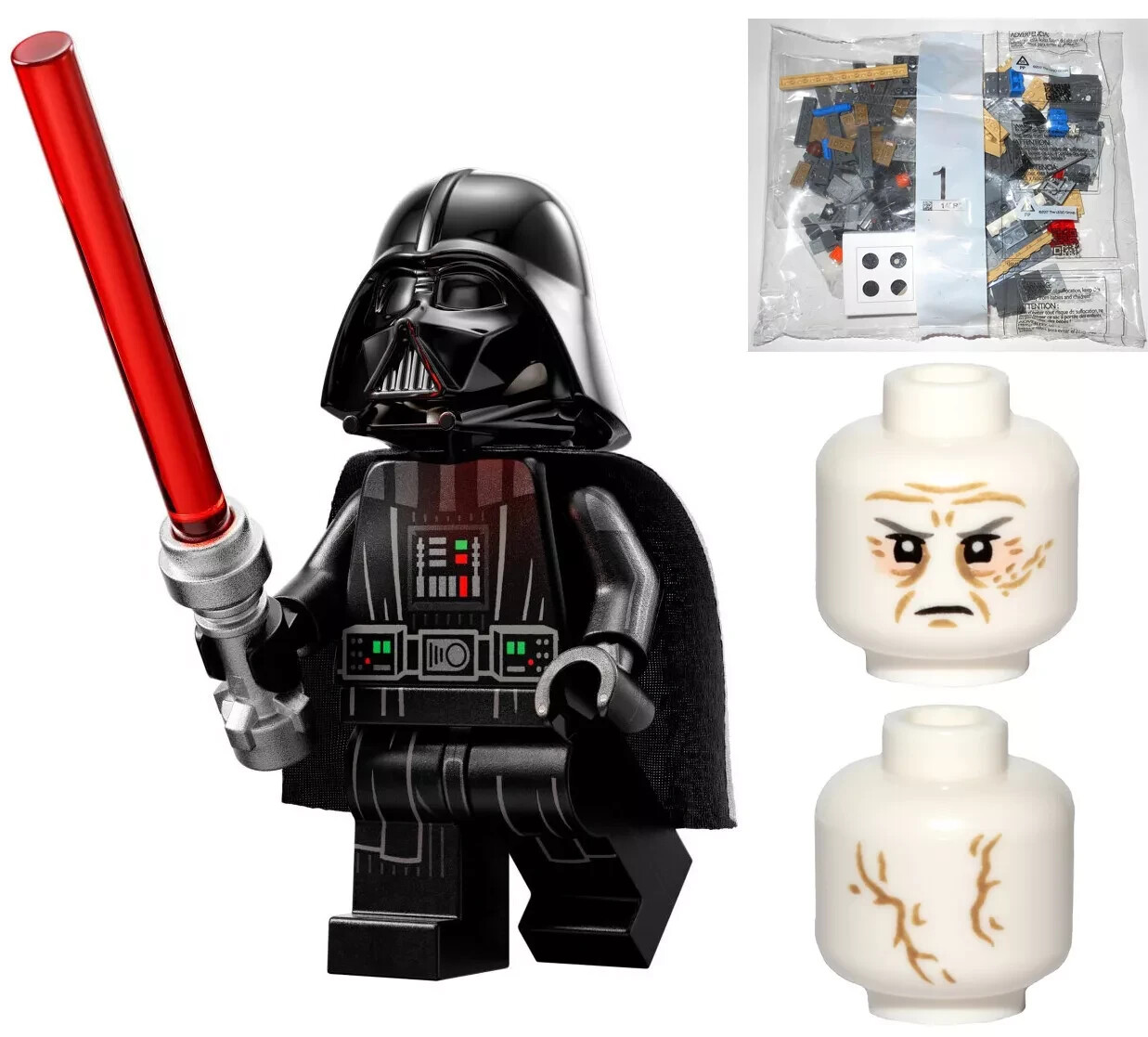 LEGO Star Wars Darth Vader Minifigure Printed Arms Frown sw1249 75352 75387 NEW