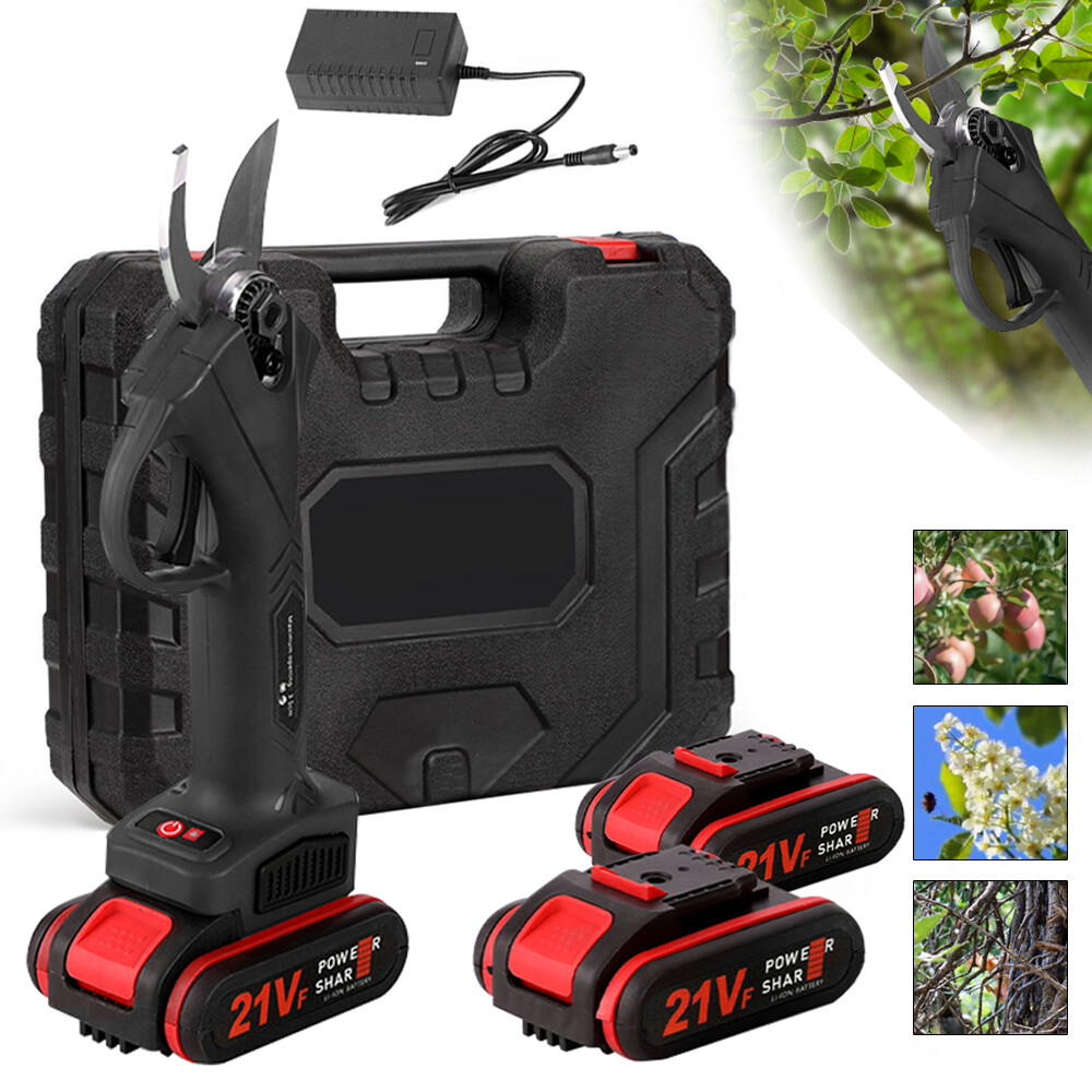 Electric Pruning Shears Cordless Pruner Brushless Branch Cutter with 2 Batteries