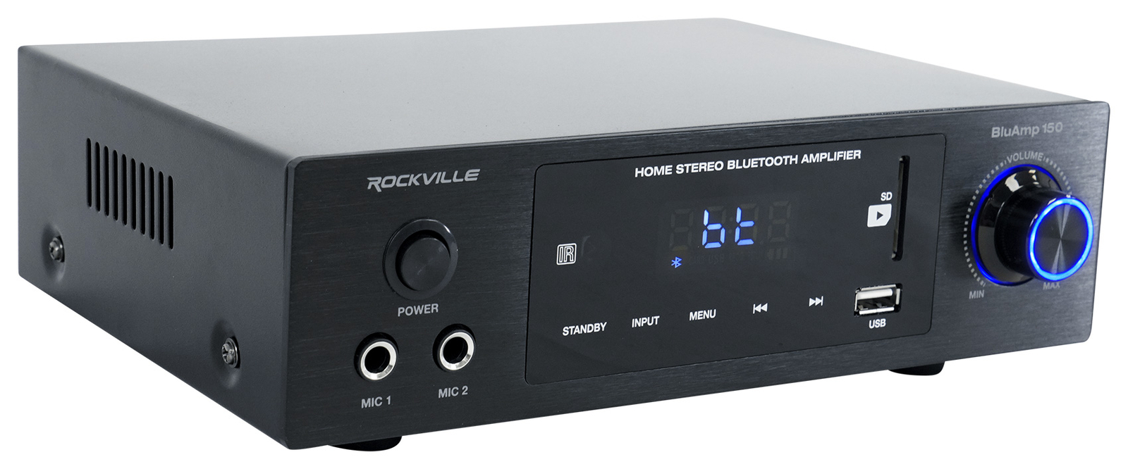 Rockville BLUAMP 150 Home Stereo Bluetooth Amplifier Receiver Optical/Phono/RCA