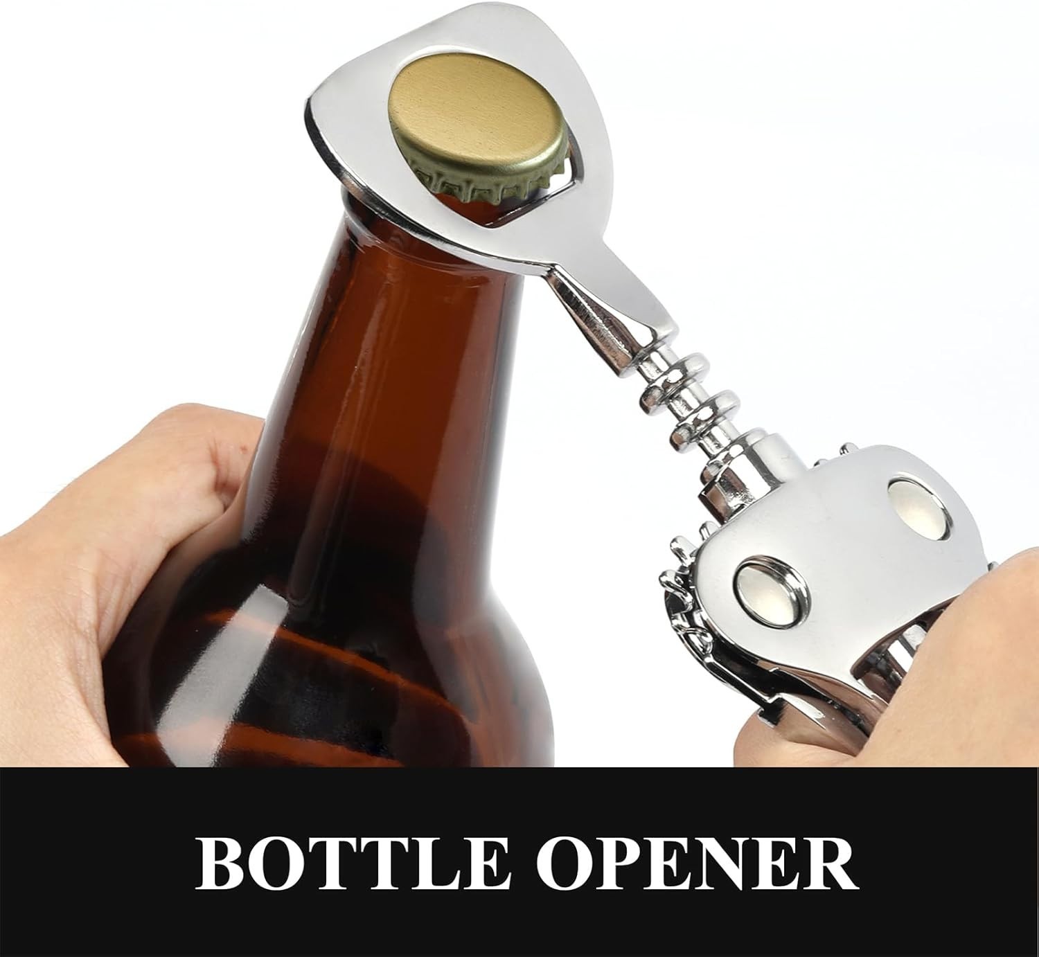 Wine Opener, Heavy-Duty Zinc Alloy Wing Corkscrew, Premium Beer Bottle Opener, M