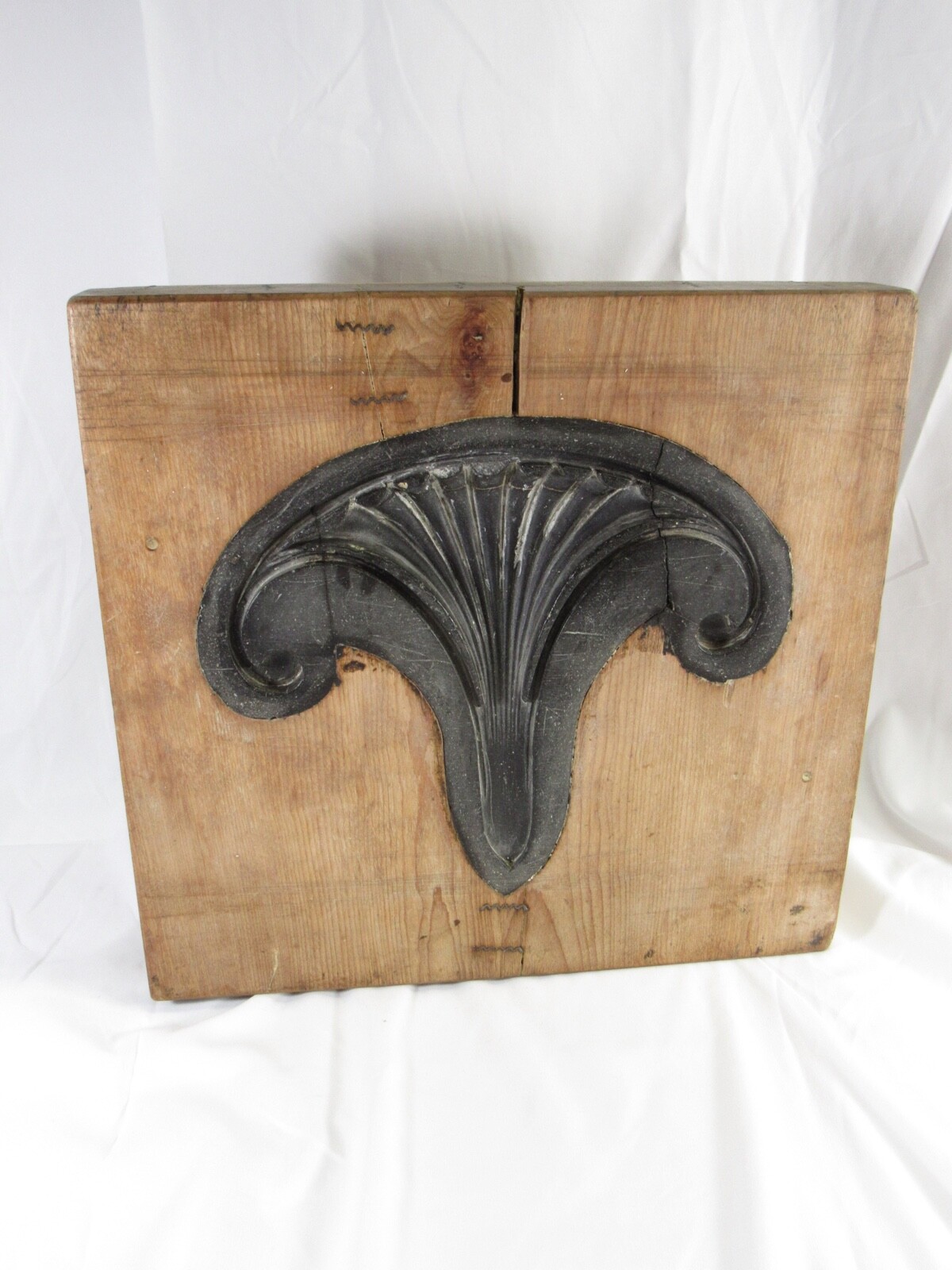 Antique Plaster Cast Molding Mold Wood Block Numbered Architectural Salvage