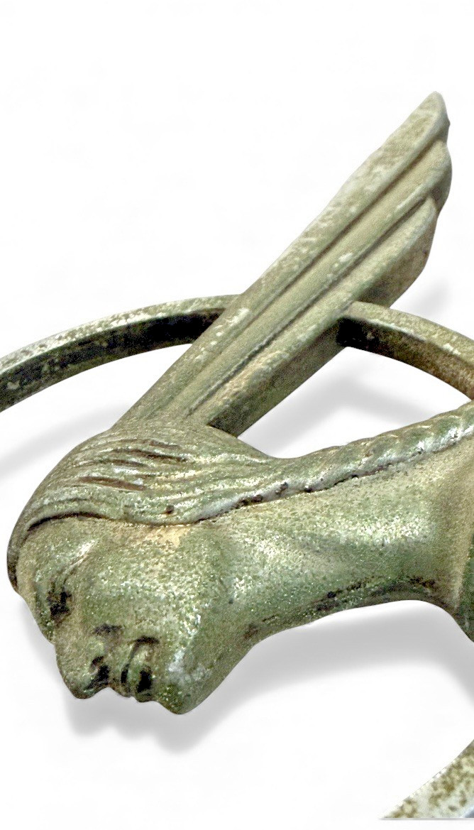 OEM 1934 Pontiac Hood Ornament Unrestored Mounted on Wood Base