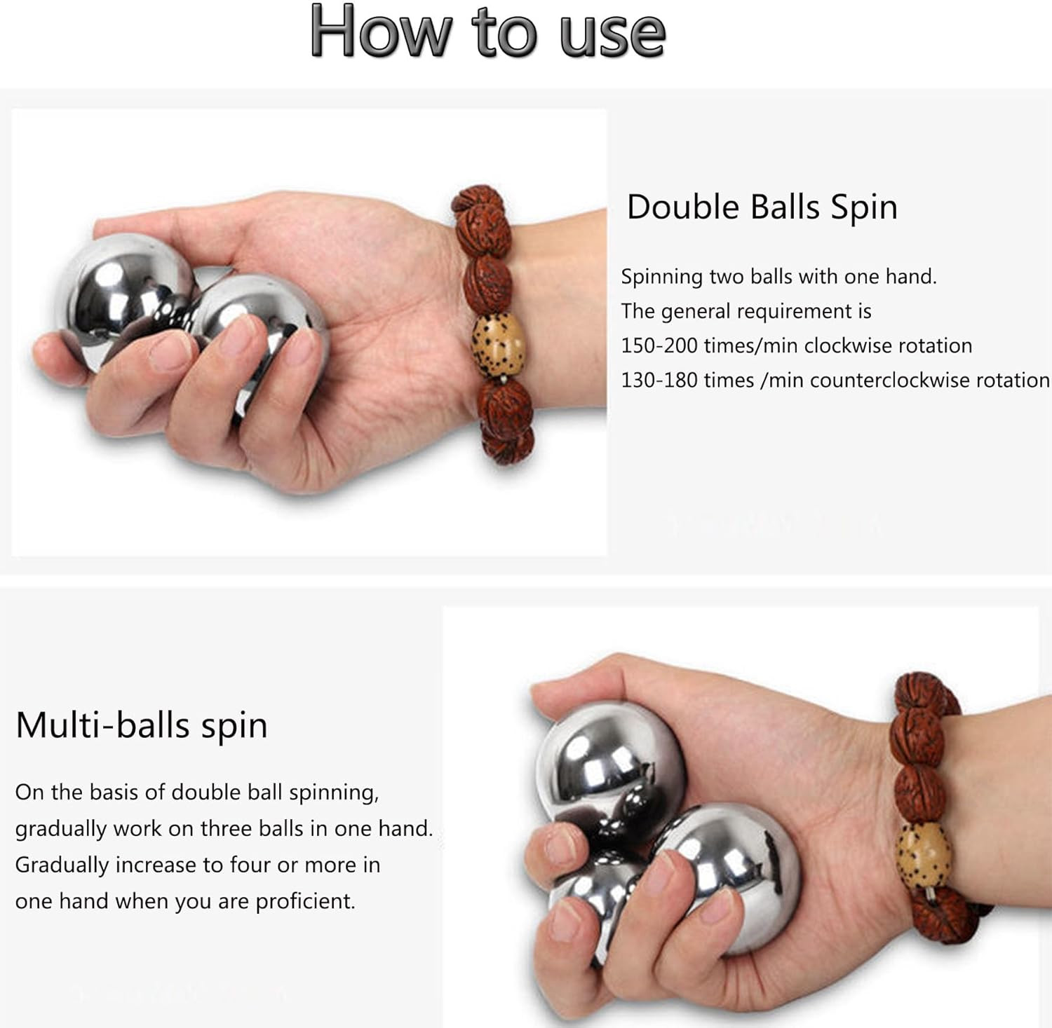 Stainless Steel Baoding Balls Set,1.57 Inches Chinese Health Balls, Metal Stress