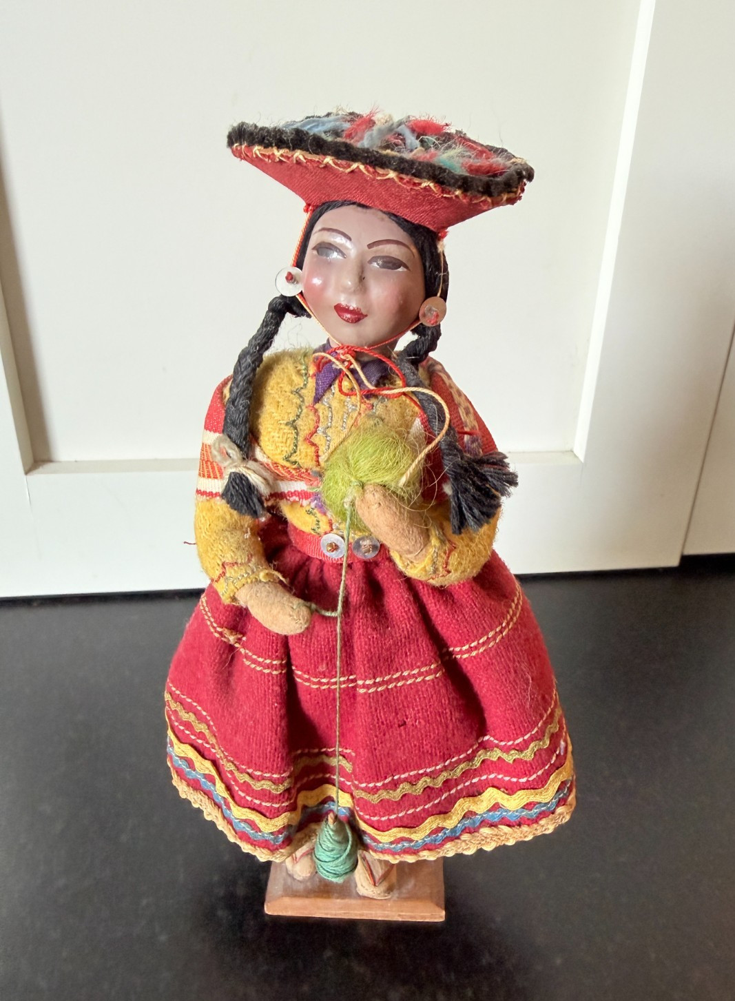 Vintage Peruvian Folk Art Dolls Pair Handcrafted Andean Highland Textile Figures