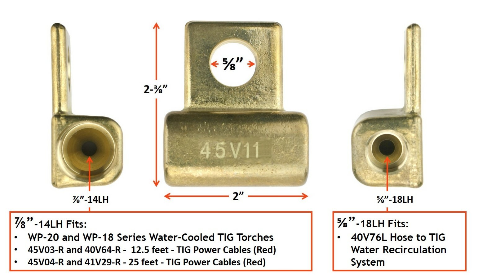 18 Series - 350 Amp - Water Cooled TIG Torch - Stud Connector/Adaptor