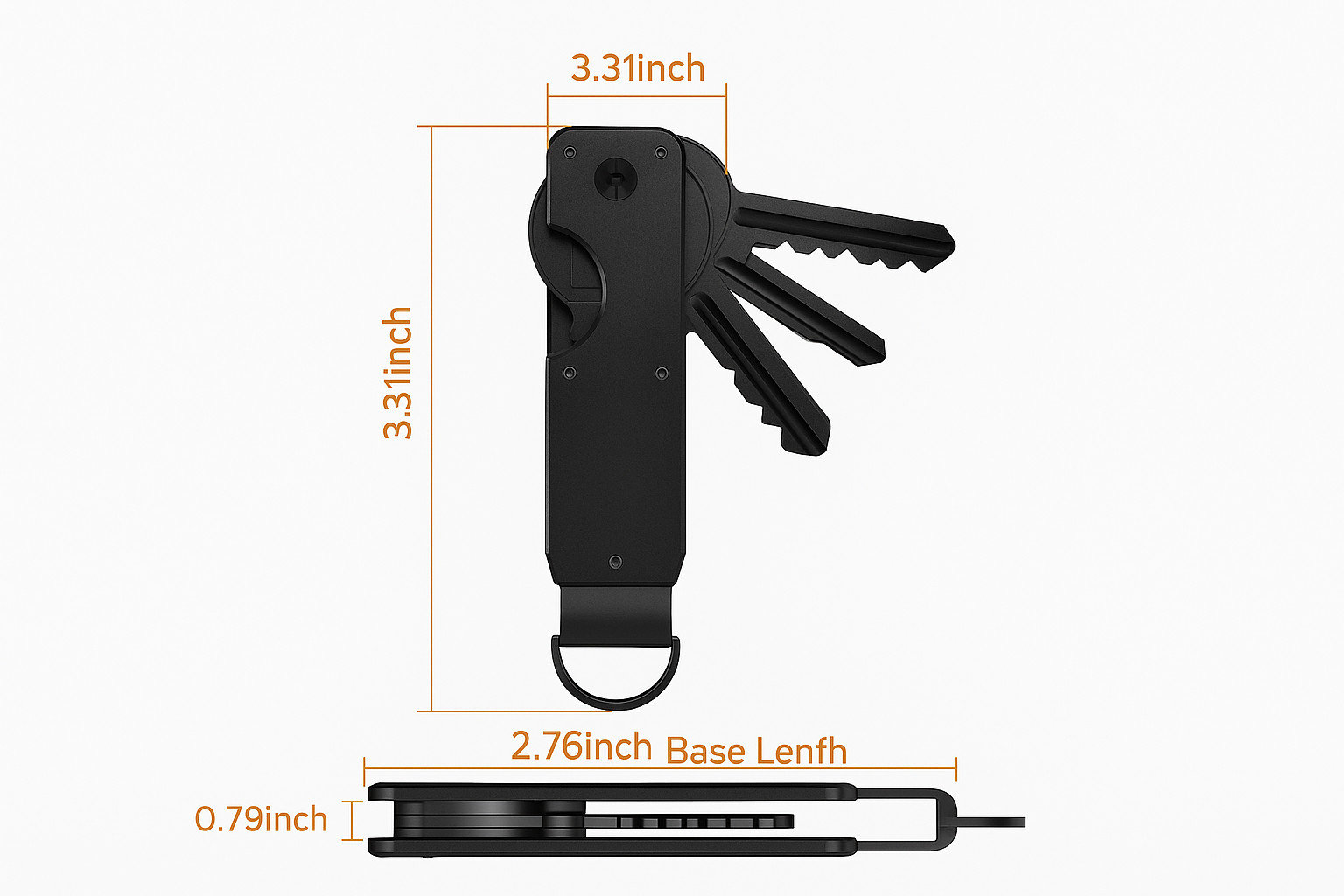 Compact Key Organizer – Minimalist Aluminum Key Holder for 2–6 Keys Black, Gift