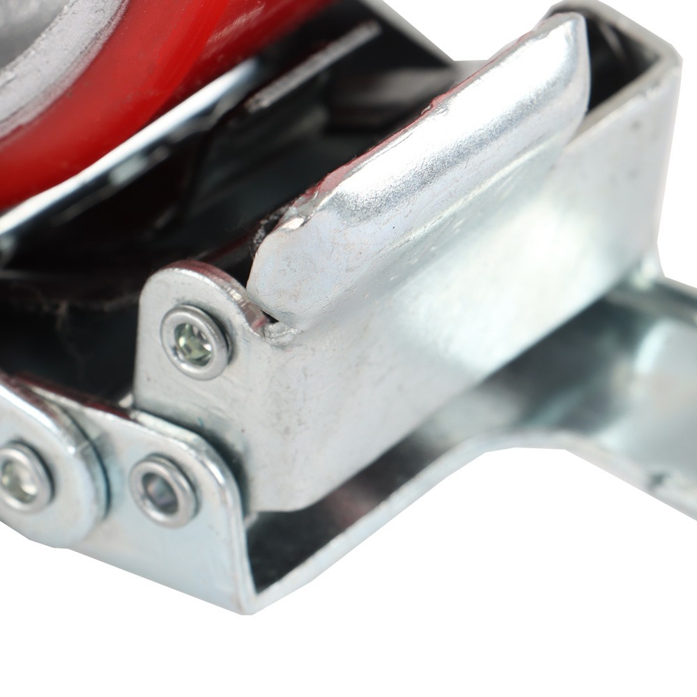 4 Pack 6 Inch Swivel Plate Total Lock Brake Heavy Duty Red Caster Wheels