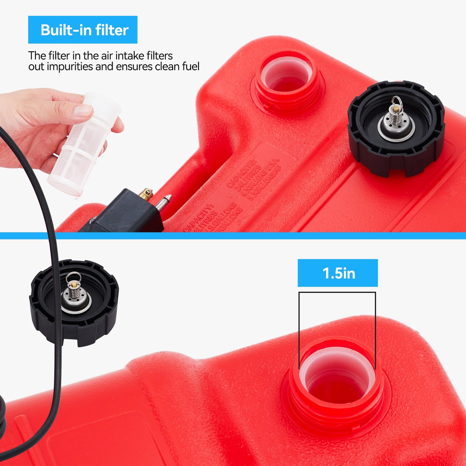 Marine Tank, 6 Gallon Marine Portable Tank Outboard Marine Boat Tank With Line