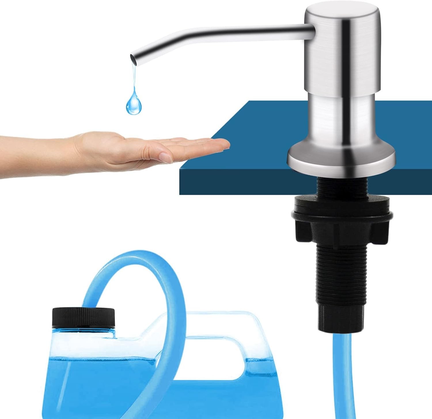 Kitchen Sink Soap Dispenser with 47" Extension Tube Brushed Nickel Soap Dishes