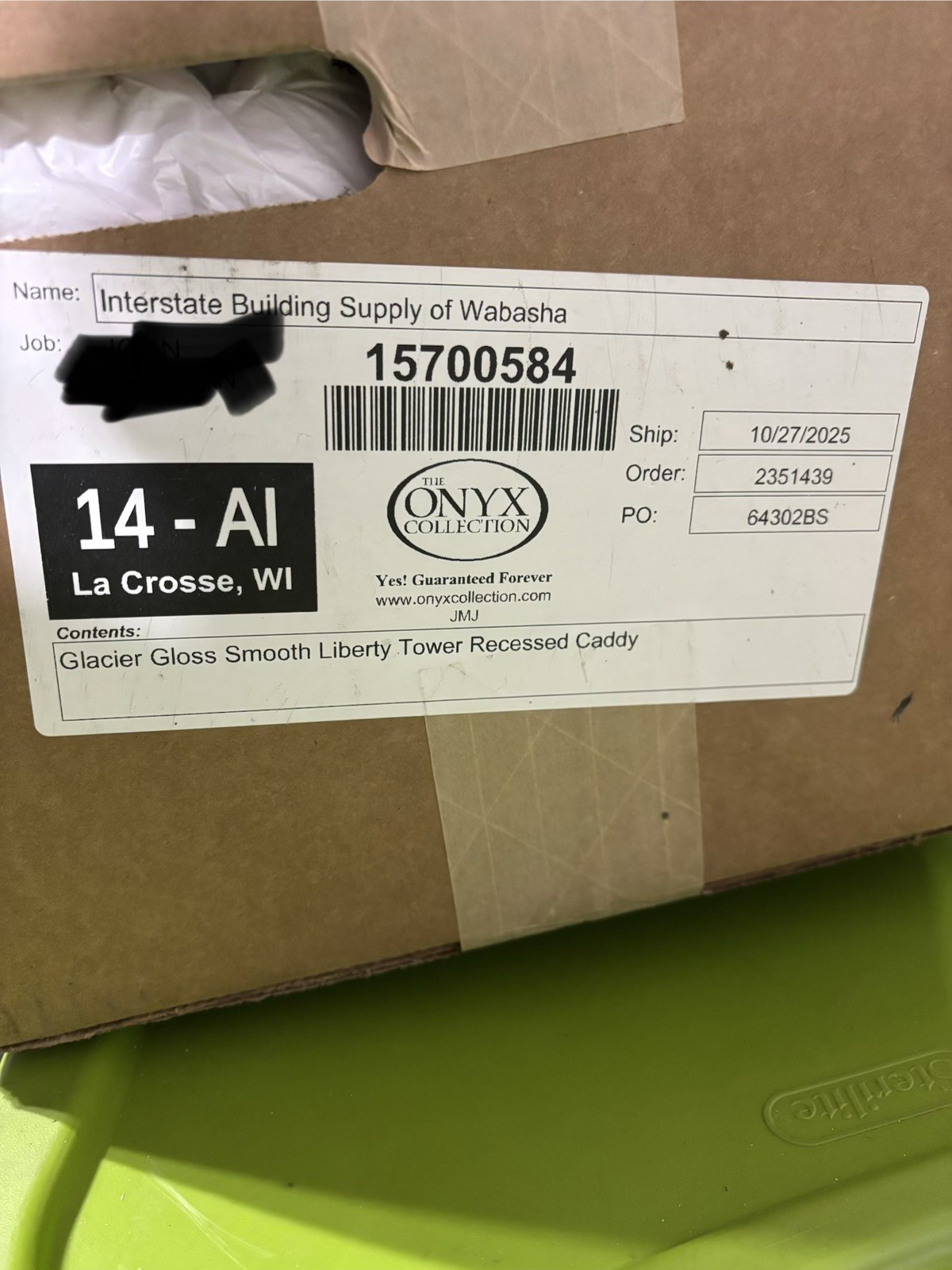 NEW Onyx Liberty Tower Recessed Shower Caddy –Glacier Bright Wh 3 Shelf Niche