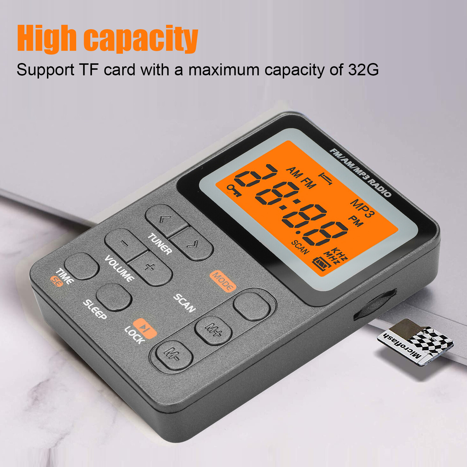 Portable Pocket Digital LCD AM FM Radio Stereo MP3 USB Rechargeable w/Earphones