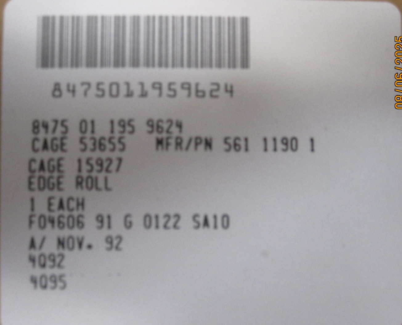 HGU-55/P Edgeroll, Slip on Kit -ONLY FITS MIL-SPEC HGU-55/P, M, NIB.