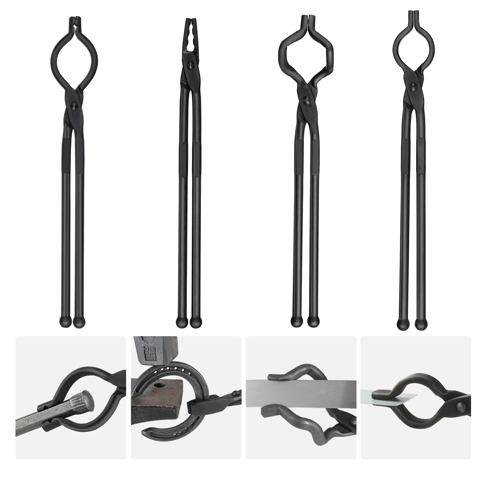 Blacksmith Tongs 18” 4 PCS V-Bit Bolt Wolf Jaw Z V-Bit Gripping Tongs
