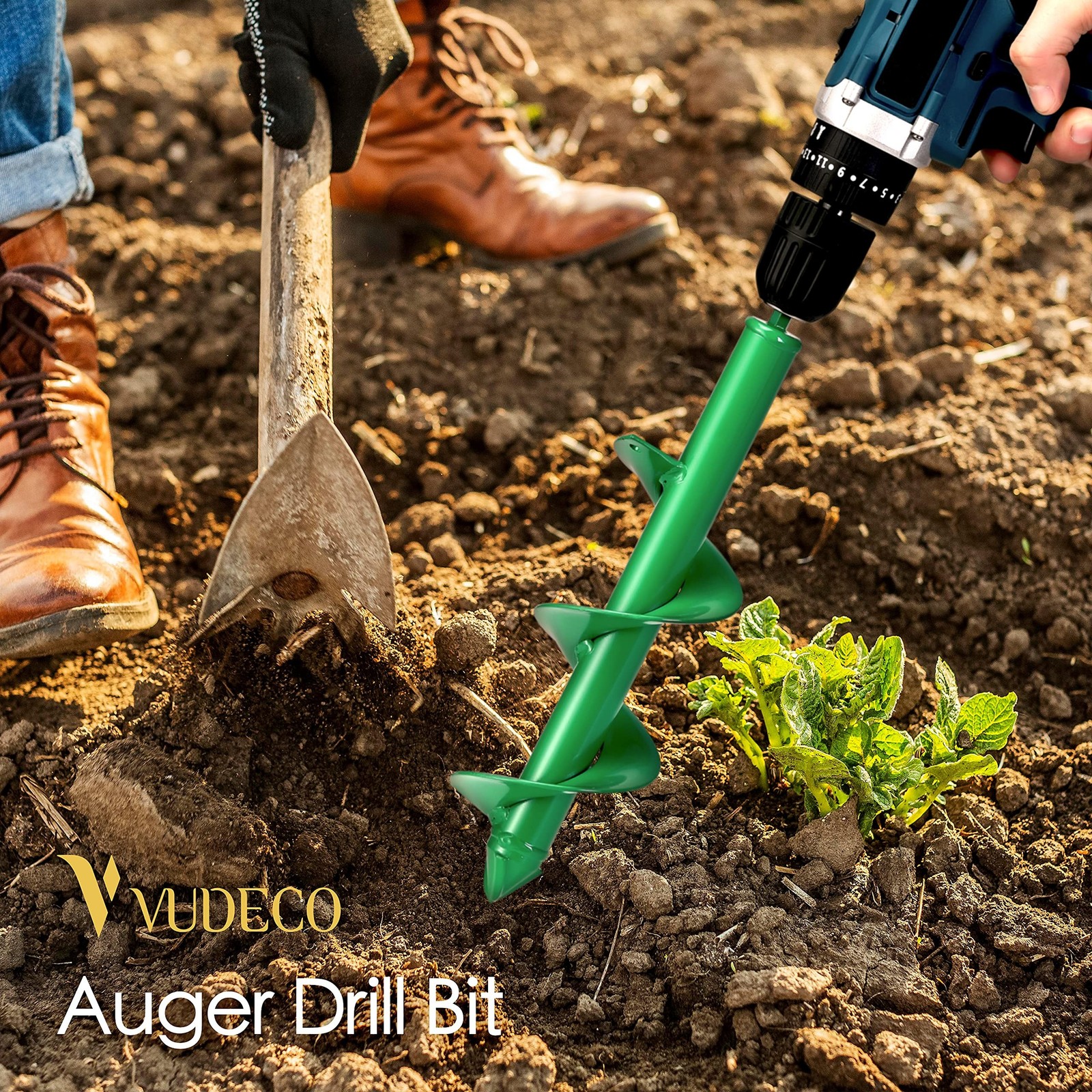 VUDECO Garden Auger Drill Bit for Cordless Drill - 2 PCS, Bulb Planter Tool, ...
