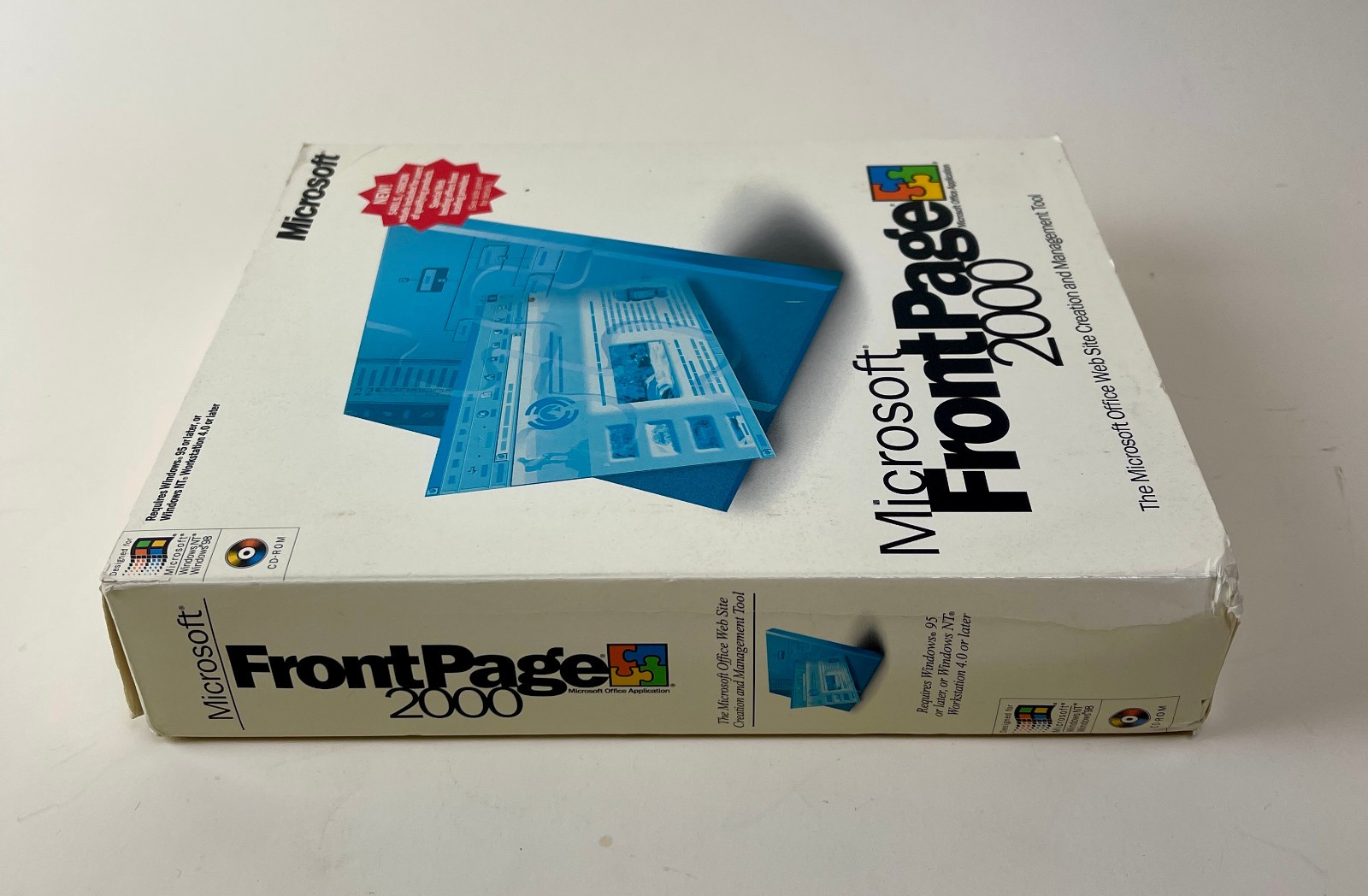 Microsoft FrontPage 2000 Win32 CD-ROM Web Design Software Open Box Complete 1999