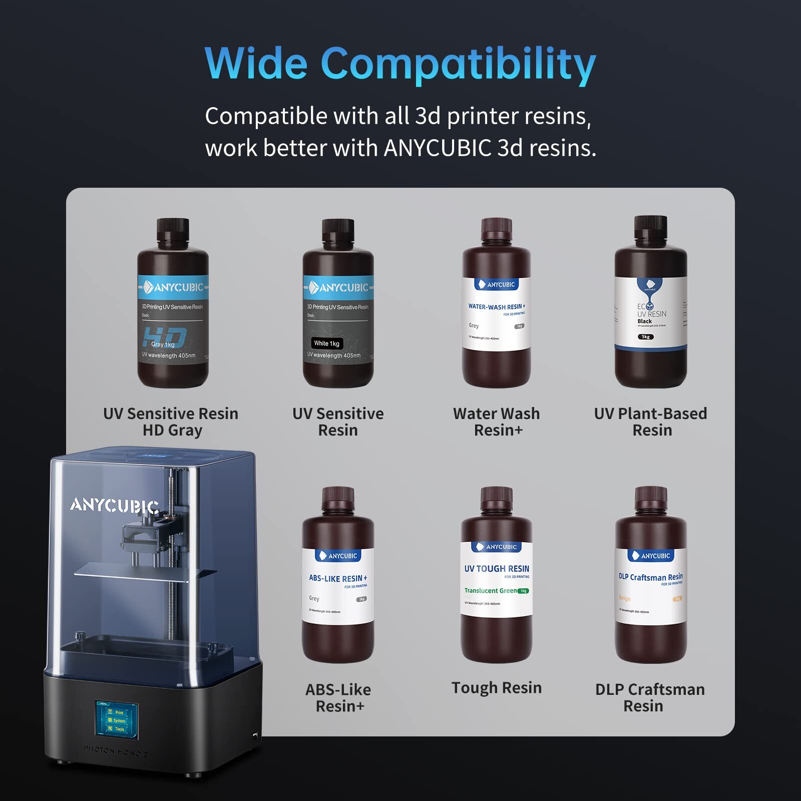 ANYCUBIC Photon Mono 2 Resin 3D Printer 6.6" 4K+ LCD Screen / Wash & Cure 3 lot