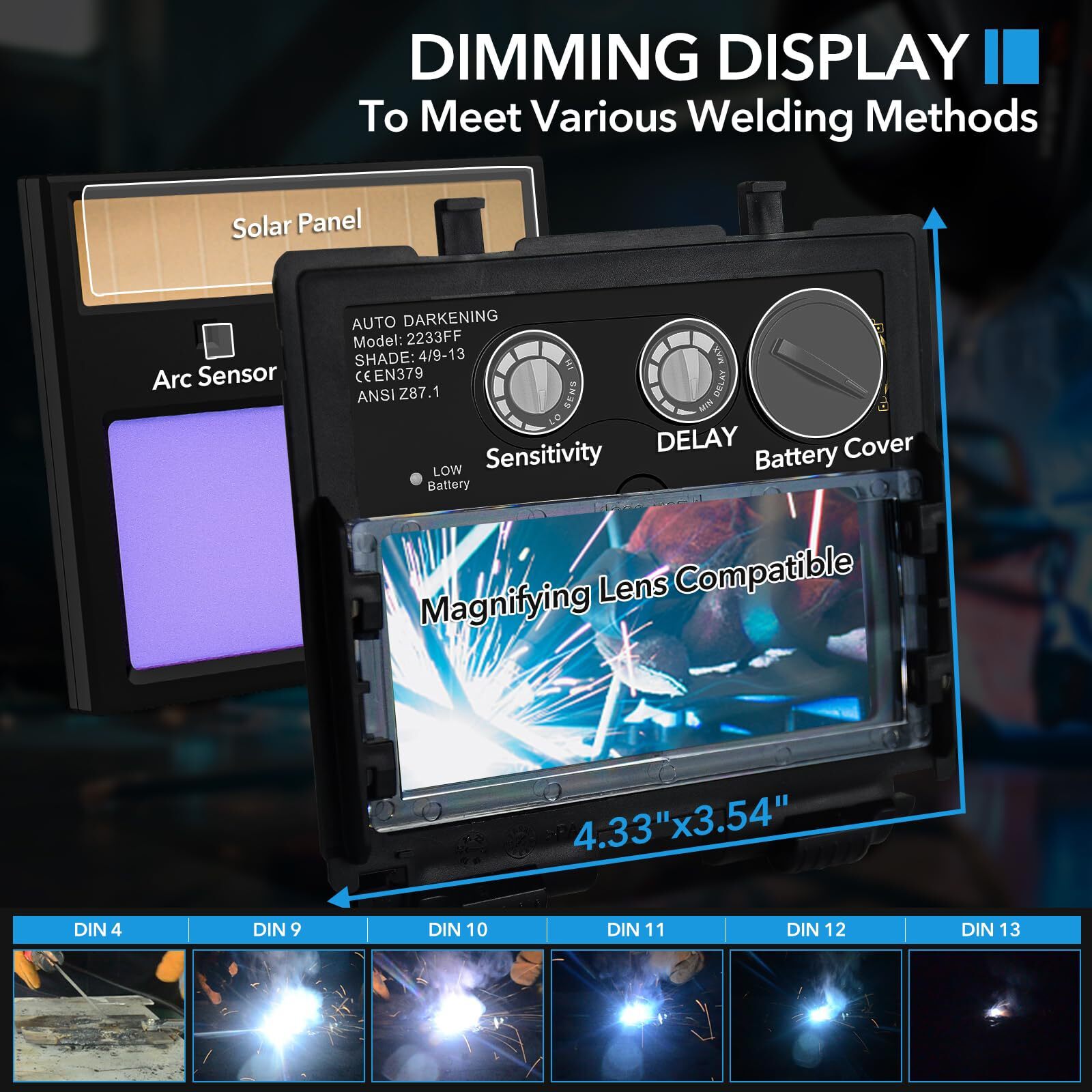 TRQWH True Color Auto-Darkening Welding Helmet with LED Light & Grind Mode