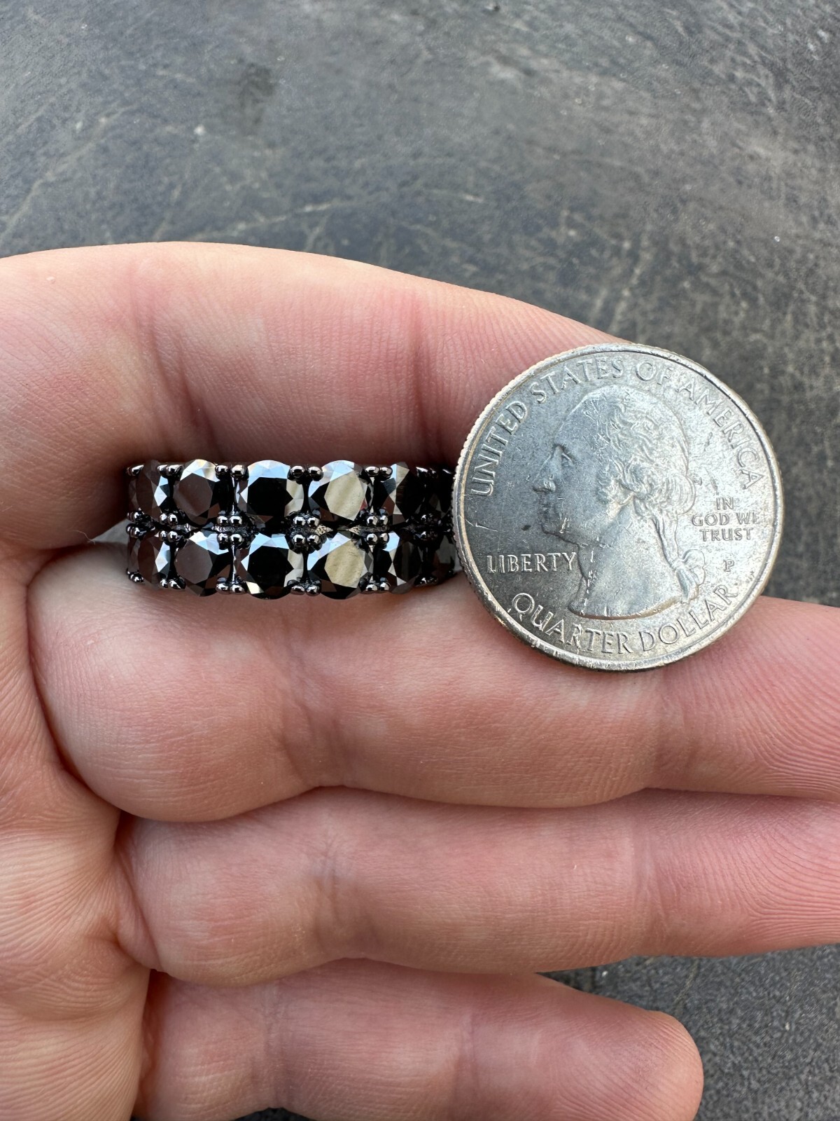 Black Moissanite Ring Real 925 Silver Oxidized Rhodium Hip Hop Iced Tennis Band