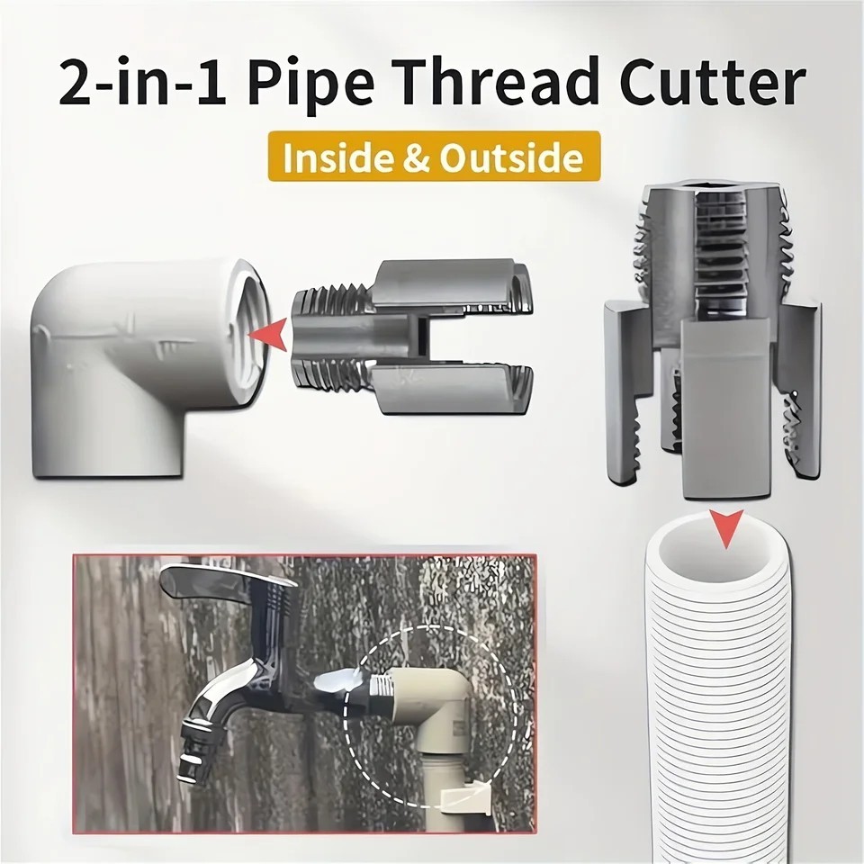 2pcs Integrated Internal & External Pipe Threading-Tool,PVC Pipe Threader Kit