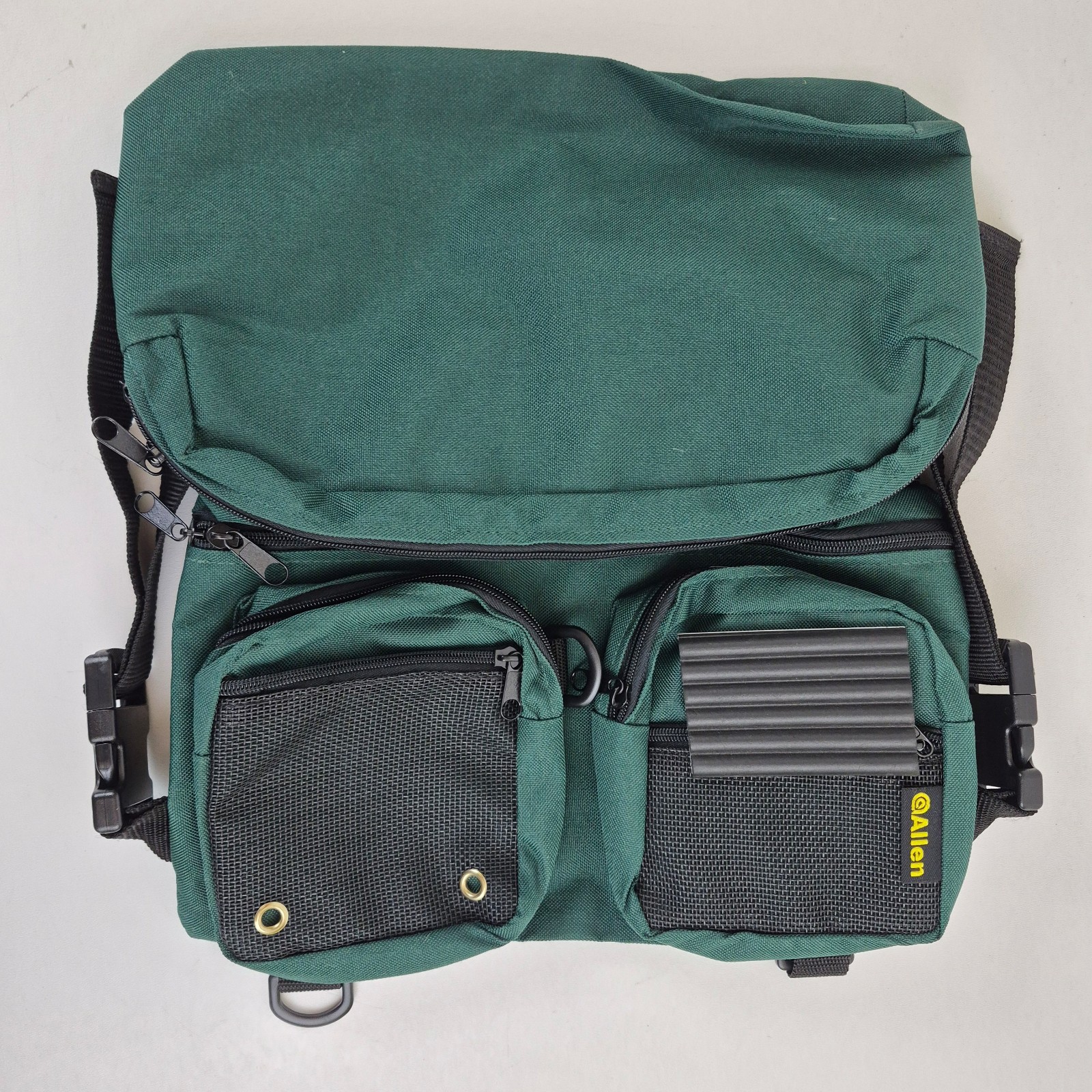 Allen Fly Fishing Waist Pack System Green Hip Pack w/ Side Pouches & Fly Patch