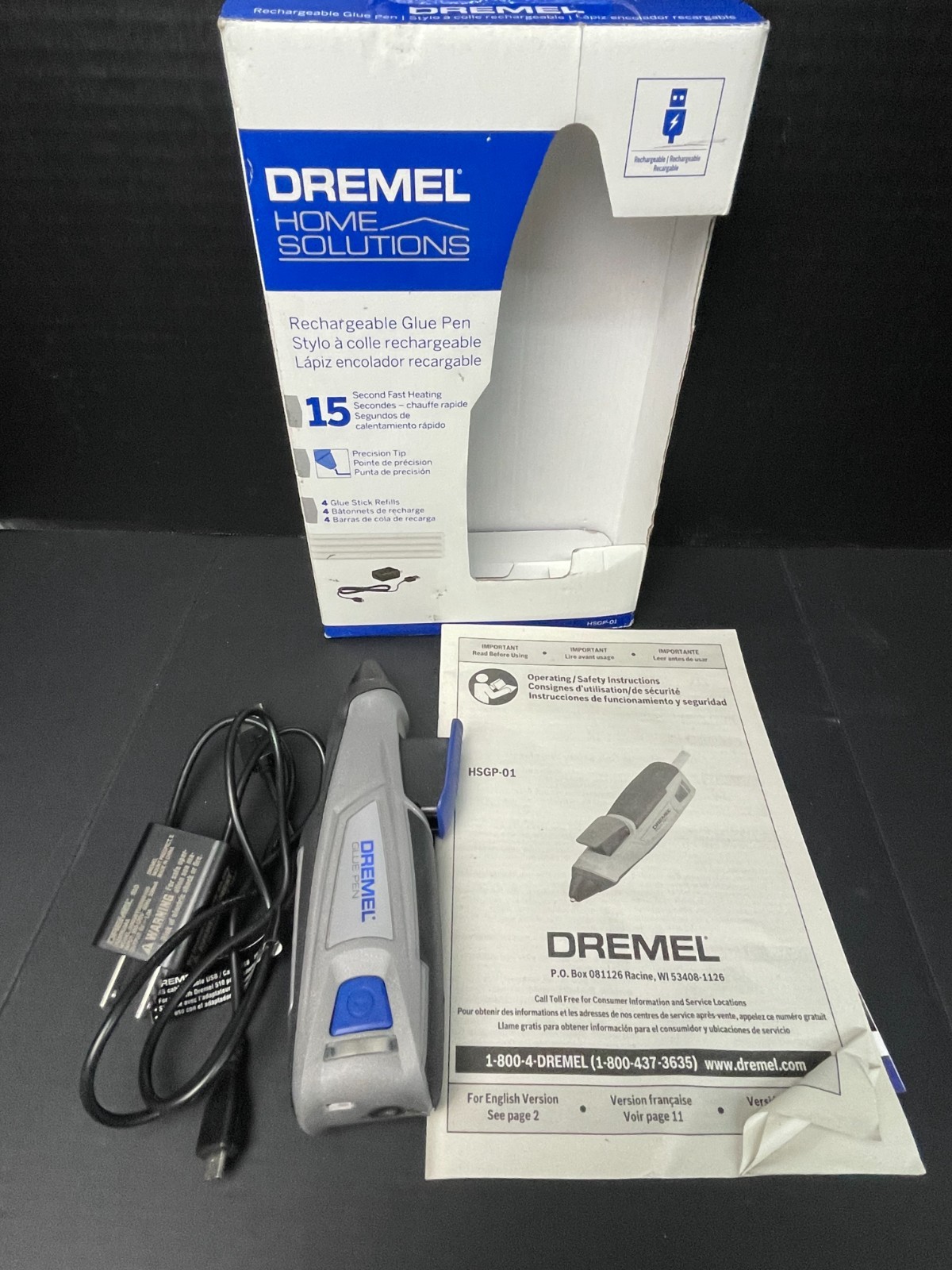 Dremel HSGP-01 5V Cordless USB Rechargeable Hot Glue Pen Glue Gun