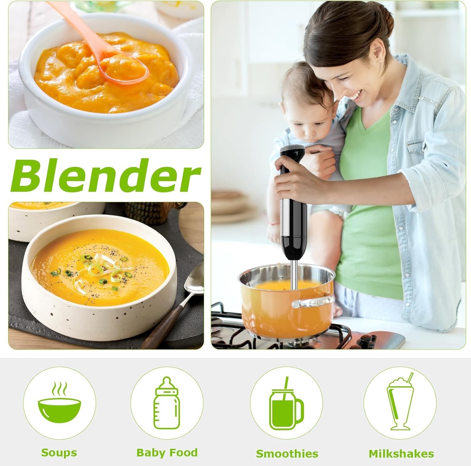 Effortless Blending: 4-in-1 Immersion Blender with Turbo Mode & Easy Cleanup