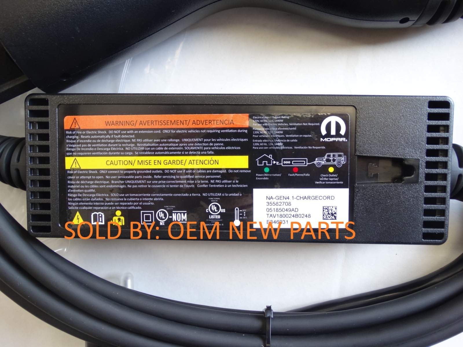MOPAR 2024 2025 Jeep Wrangler 4XE Electric EV Charger Genuine OEM 05185049AD