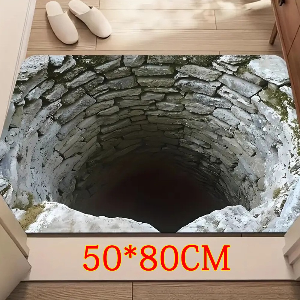 3D Optical Illusion Endless Abyss Non Slip Door Floor Mat Washable Deep Well