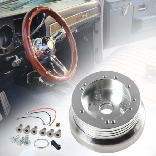 For GM Chevy 5 & 6 Hole Steering Wheel Polished Hub Adapter Flaming River Ididit