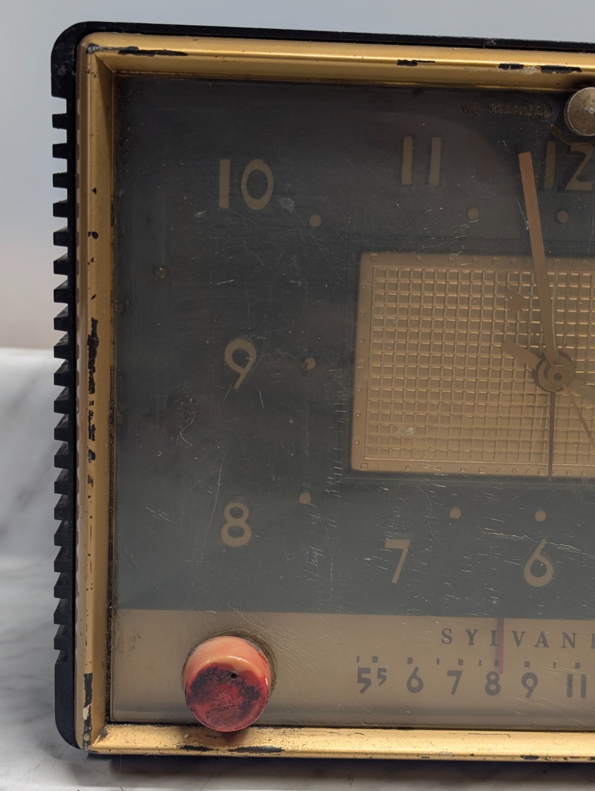 Sylvania Model 541B AM Tube Clock Radio Black Mid Century Modern Design