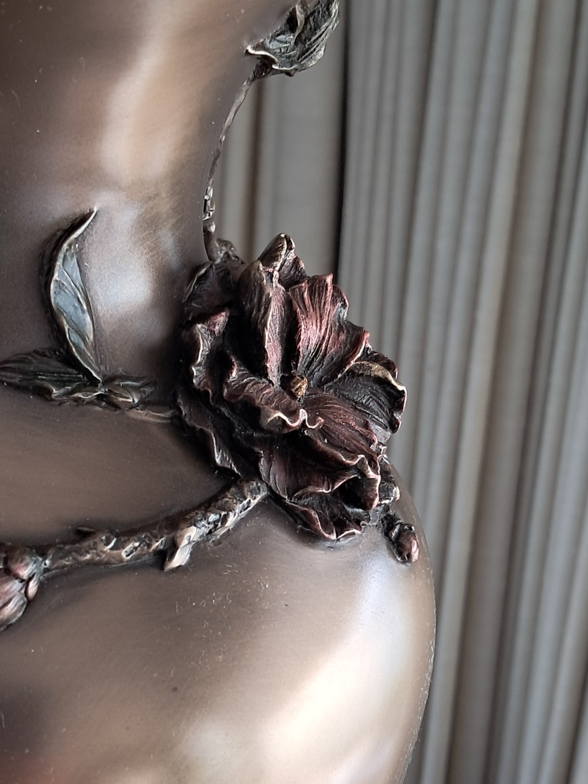 Bronze Style Prunus And Peacock Large Decorative Flower Vase ~ 19.5" Signed