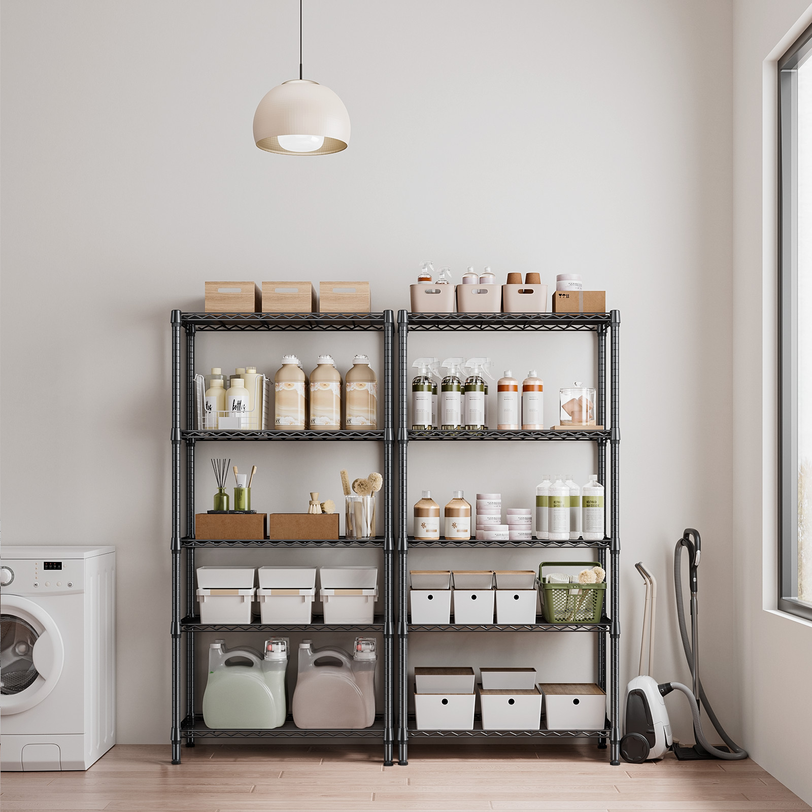 5 Tier Adjustable Wire Shelves Metal Shelf Storage Kitchen Rack 15.7x33.5x68.5"