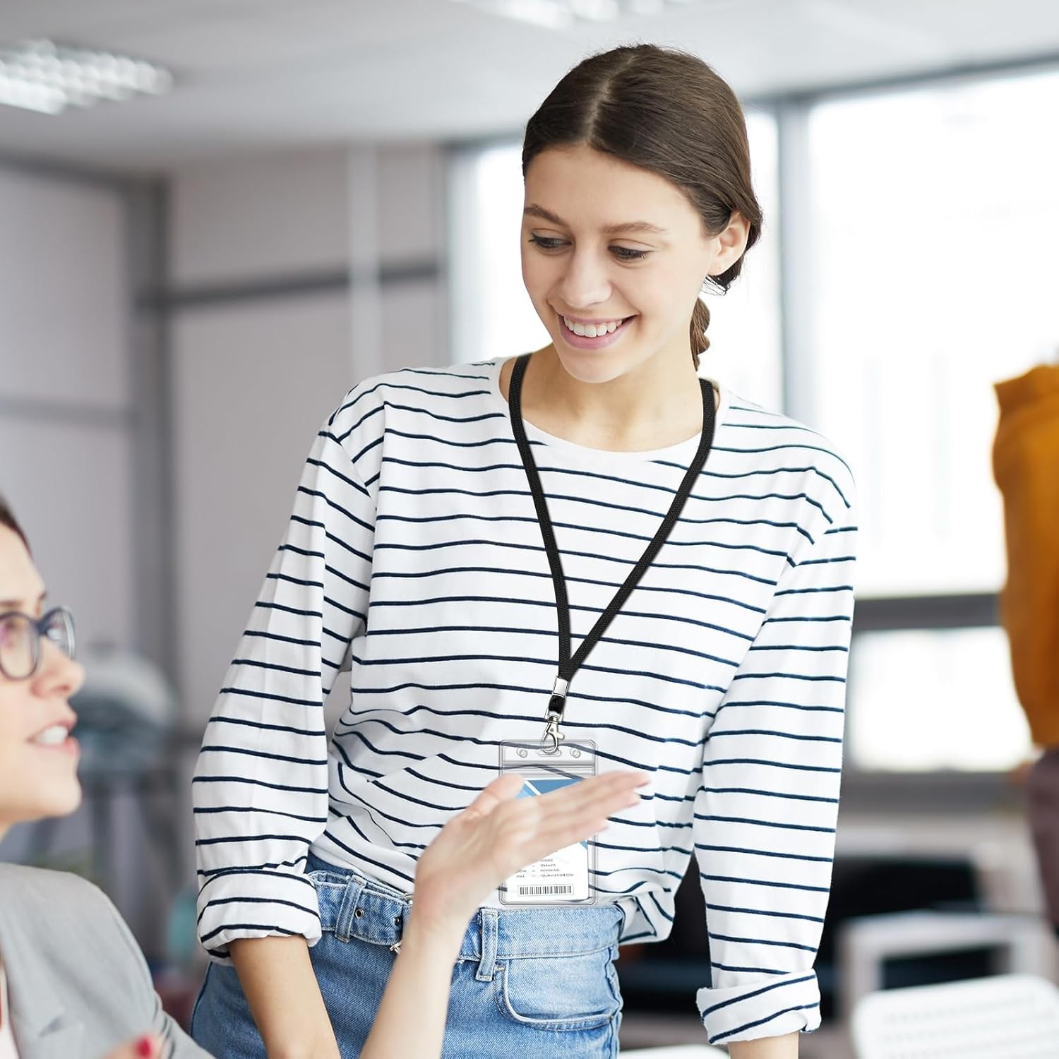 3 Pack Clear ID Badge Holder with Lanyard Black Lanyards with Vertical Waterproo