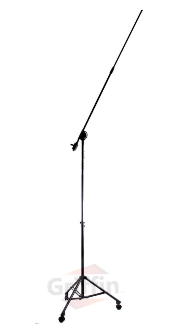 Studio Microphone Stand On Wheels Tall Overhead Boom Arm Mic Mount Stage Holder