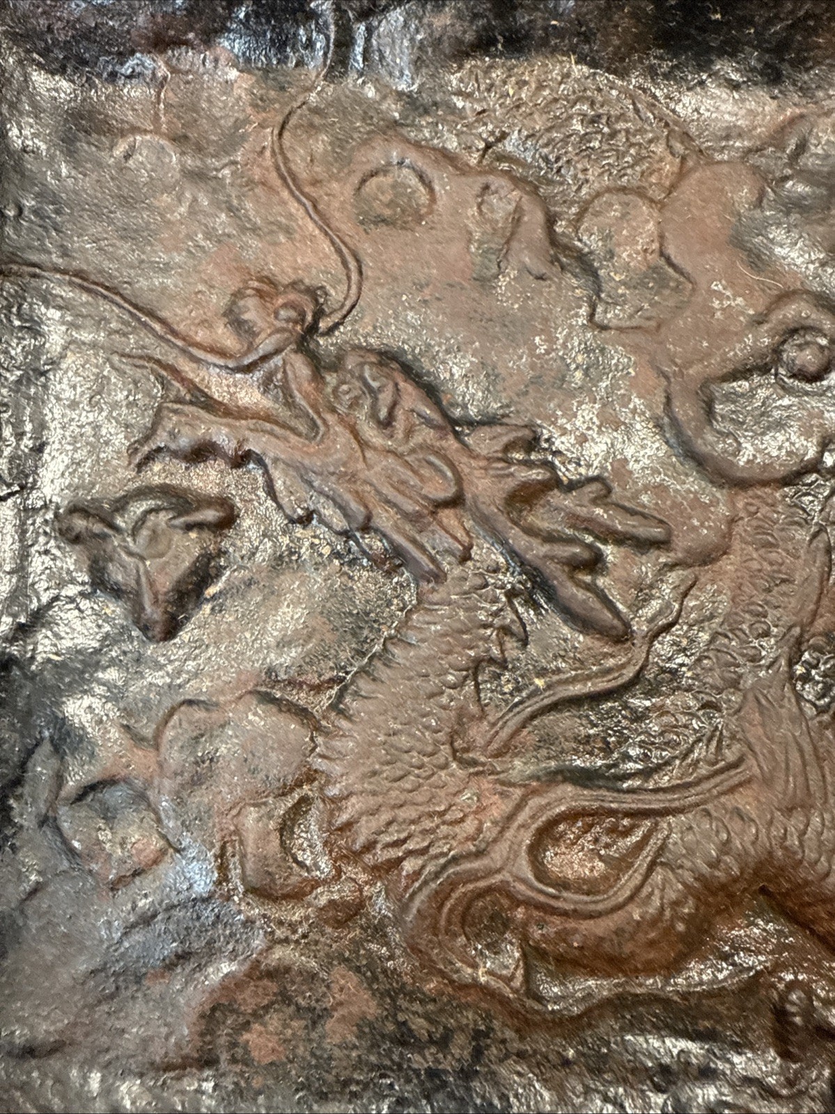 Vintage Japanese Cast Iron Dragon Tray Umbrella / Cane Stand Drip Pan 9.5”